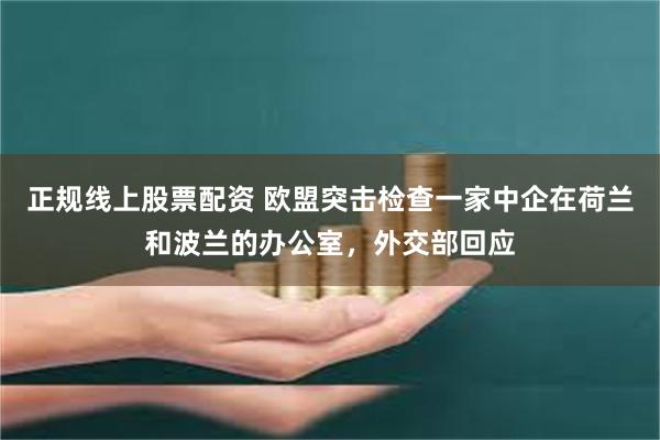 正规线上股票配资 欧盟突击检查一家中企在荷兰和波兰的办公室，外交部回应