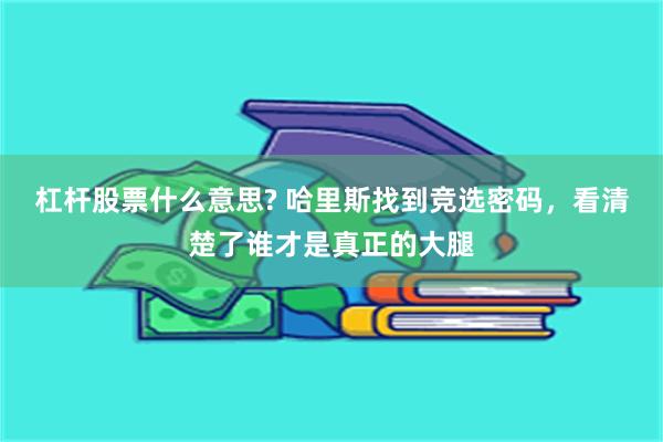 杠杆股票什么意思? 哈里斯找到竞选密码，看清楚了谁才是真正的大腿