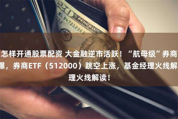 怎样开通股票配资 大金融逆市活跃！“航母级”券商引爆，券商ETF（512000）跳空上涨，基金经理火线解读！